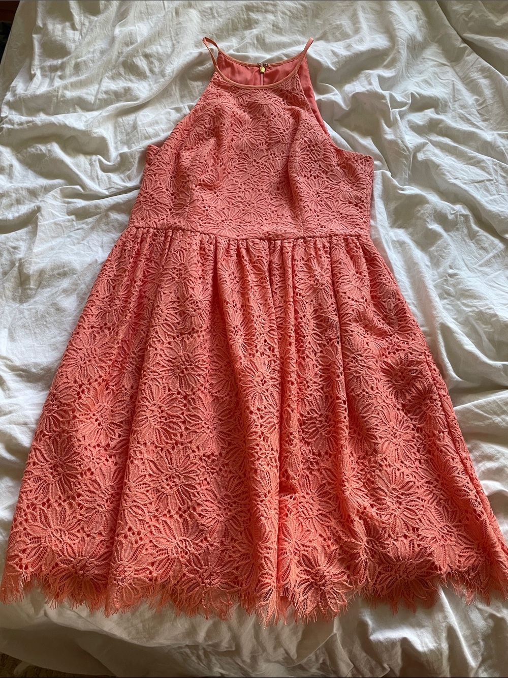 Trina Turk Coral Lace Midi Dress